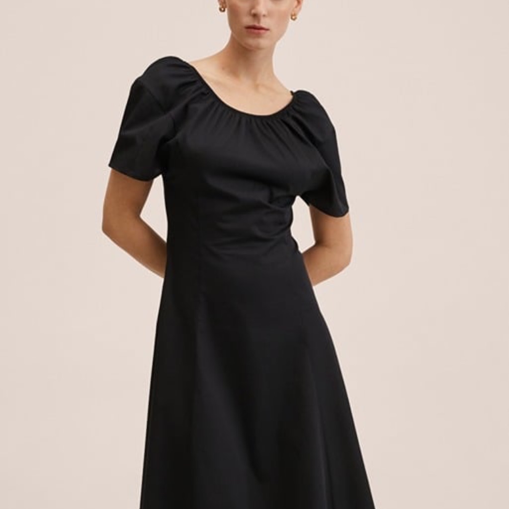 Mango Cotton Dress With Gathered Neckline Nwt